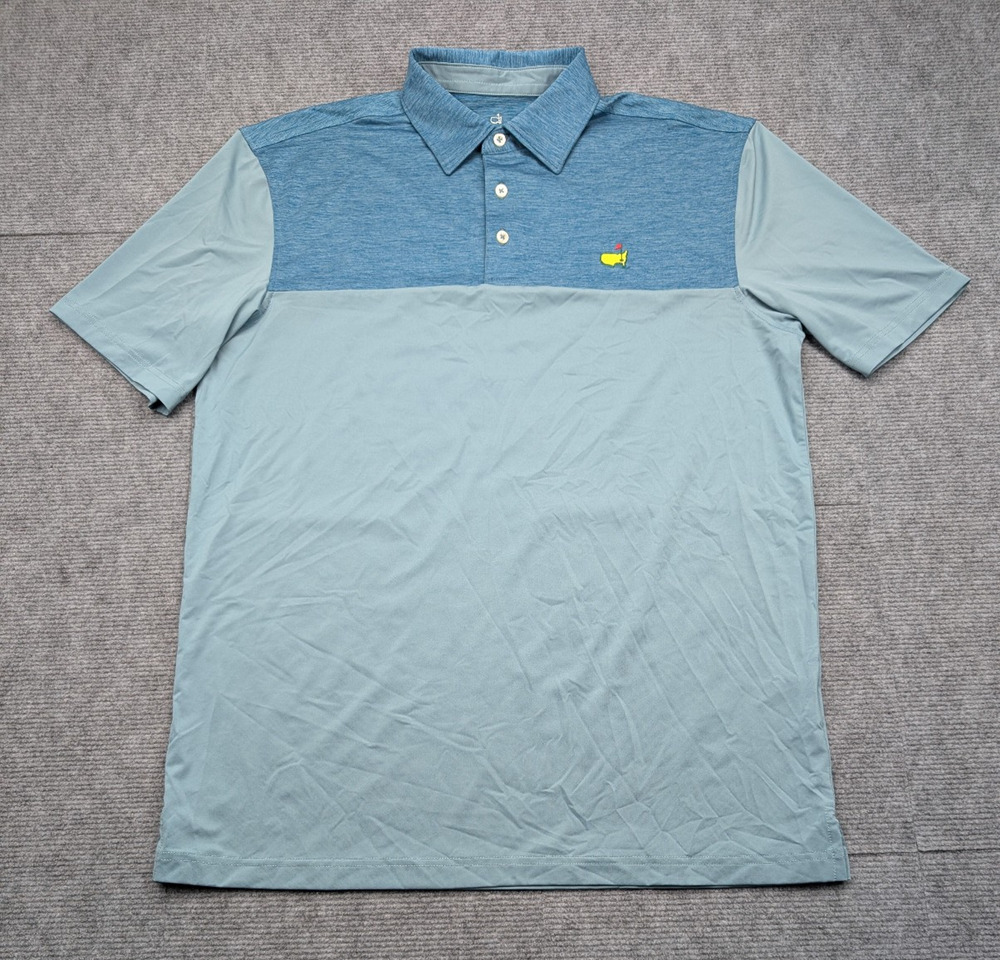 Masters Tech Polo Shirt Mens Medium Blue Golf Athleisure Logo Preppy Lightweight
